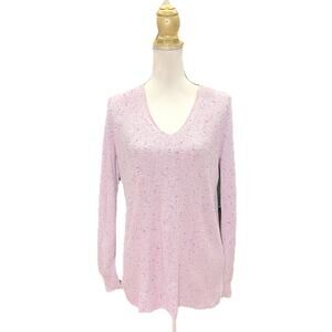 Gap Brooklyn Donegal Knit V Neck Merino Blend Sweater - Lavender - M